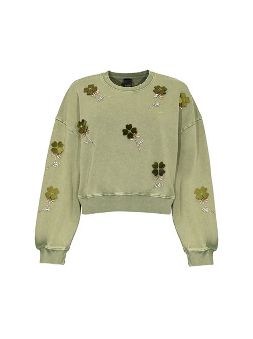 Felpa Kikoine in maglia di cotone con ricami floreali Verde PINKO | 106302 A34LU84